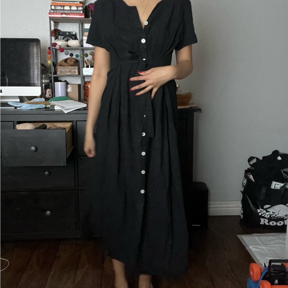 Black Maxi Button Dress